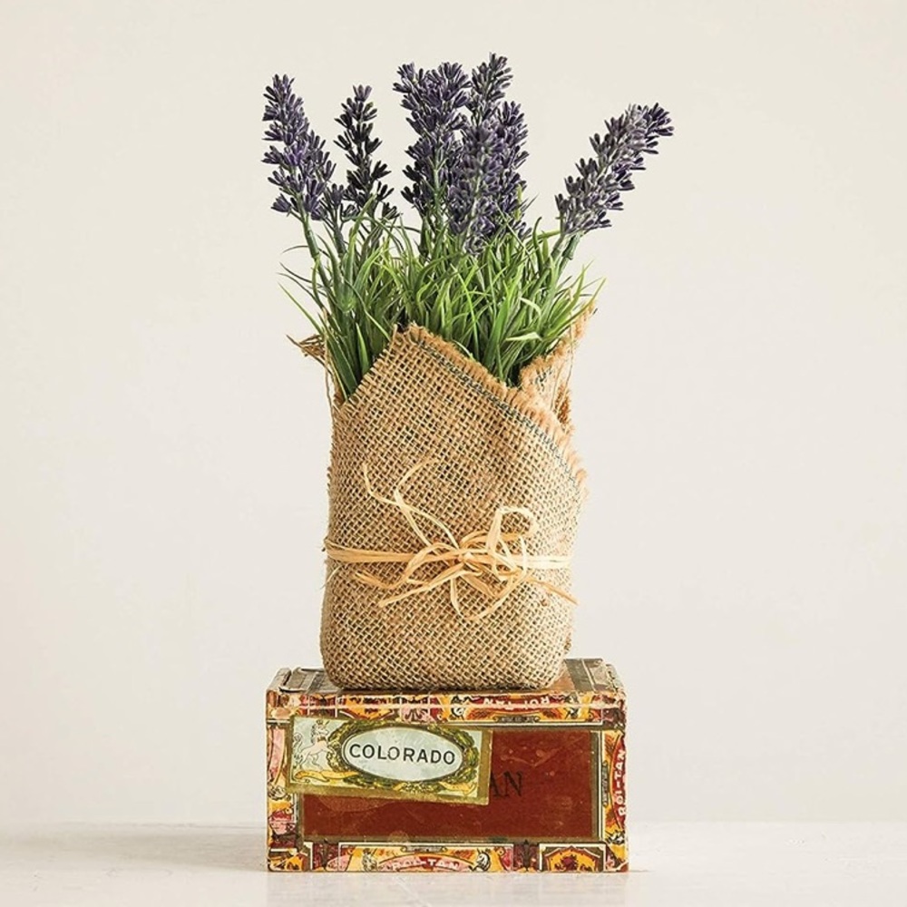 🪴Burlap Wrapped Faux Lavender Plant🪴